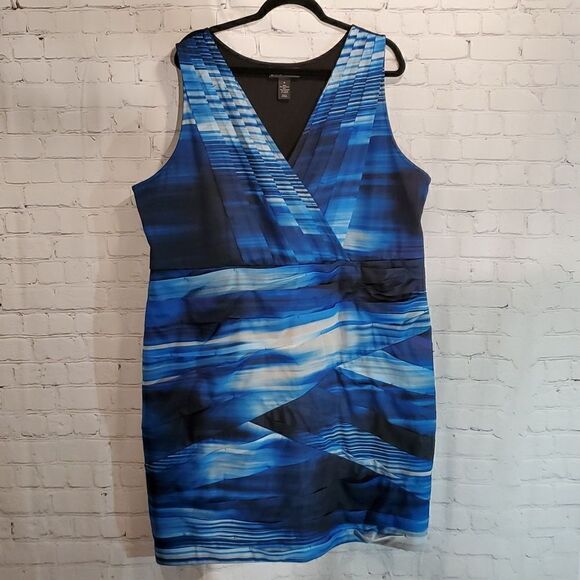 Lane Bryant blue and black striped sleeveless dress size 26 - Picture 1 of 10